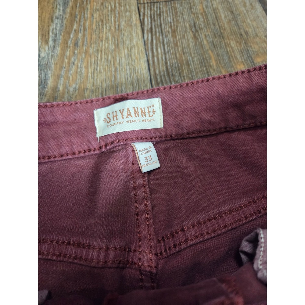 Shyanne Burgundy Extreme Flare Bell Bottom Jeans Raw Hem 33W x 34L Western Boho - Picture 3 of 6